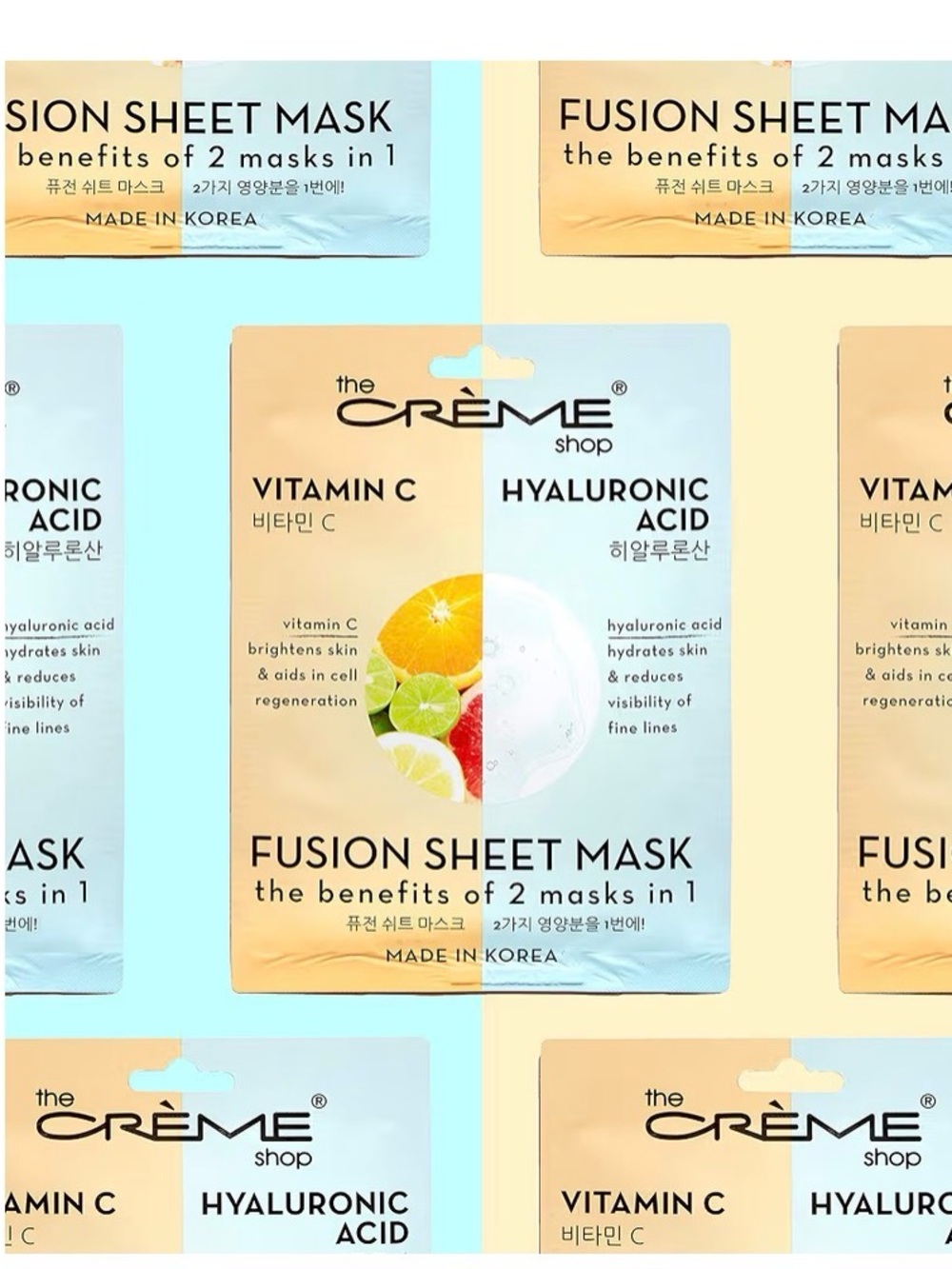 SET OF 2 The Crème Shop Vitamin C and Hyaluronic Acid Fusion Sheet Mask